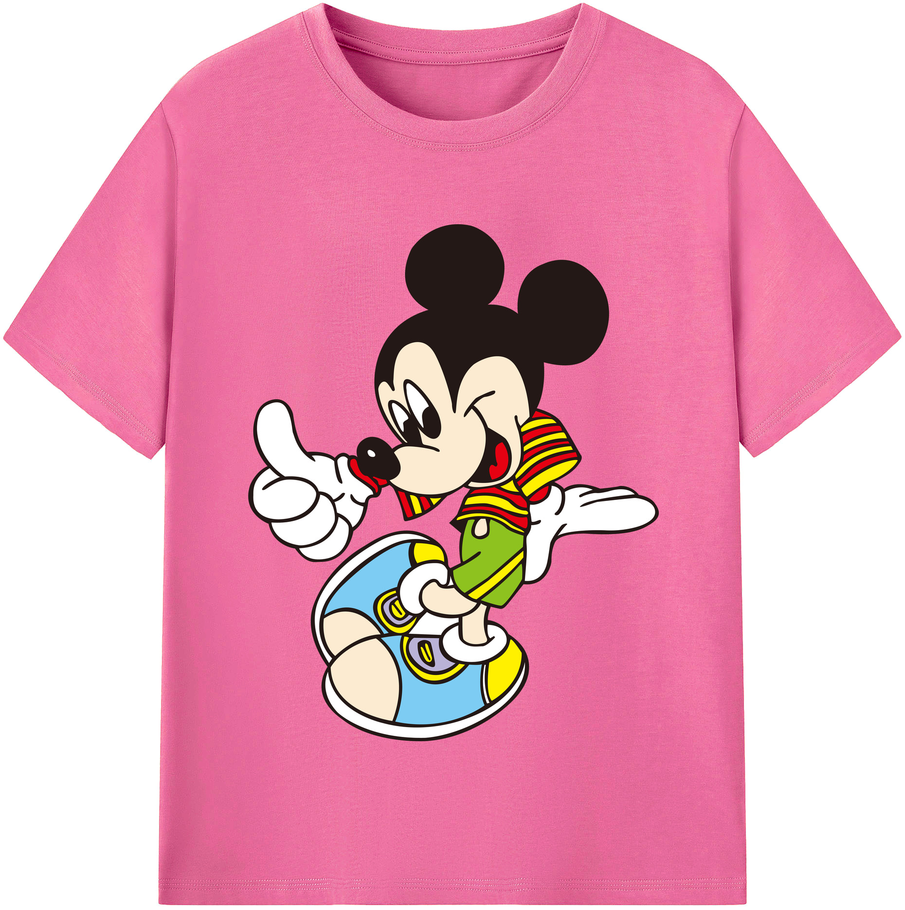 （画像用） ミッキーマウス Mickey Mouse レディースカジュアルプリントTシャツ（綿100％）